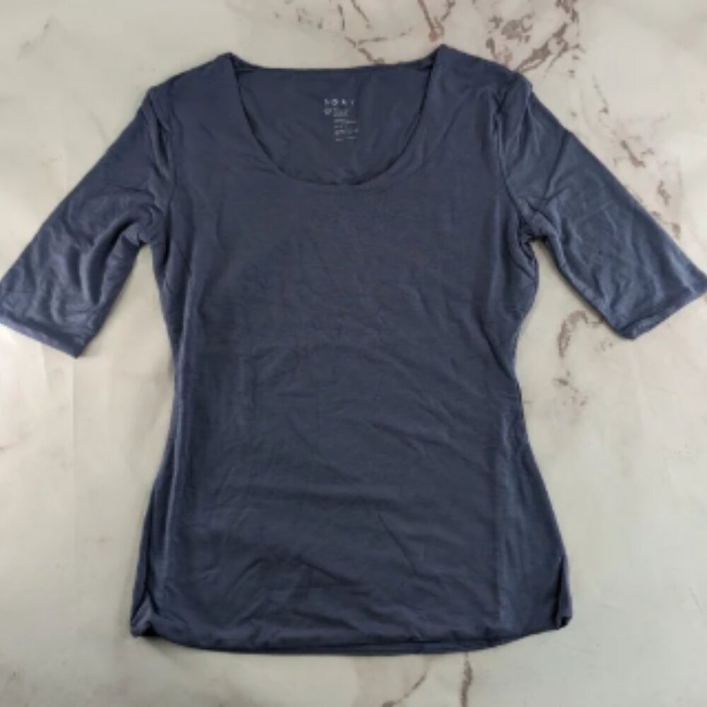 ADAY Top Womens XS Mineral Blue Top Notch T Shirt Square Neck Modal Soft